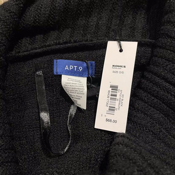 NWT Apt 9 Poncho Sweater Cowl Neck Sequin Minimalist Witchy Cozy Black One Size - Picture 2 of 3